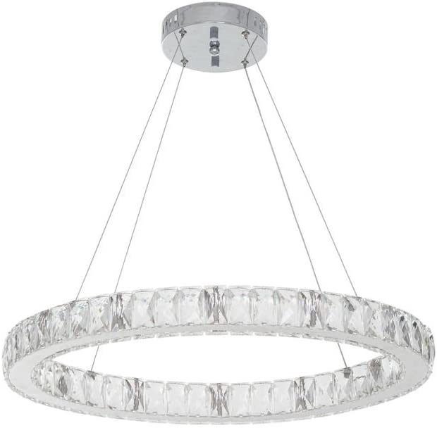 Photo 1 of 24 in. Chrome Integrated LED Pendant with Clear Crystals
