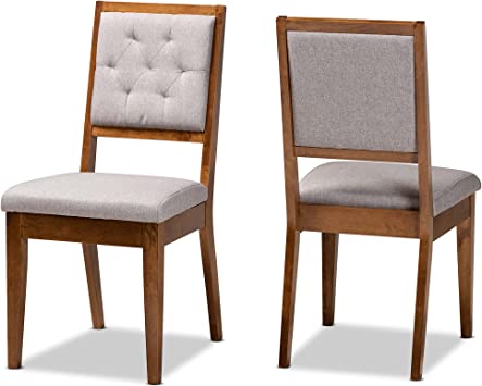 Photo 1 of Baxton Studio Gideon Dining Chairs, Set of 2, Grey/Walnut Brown
