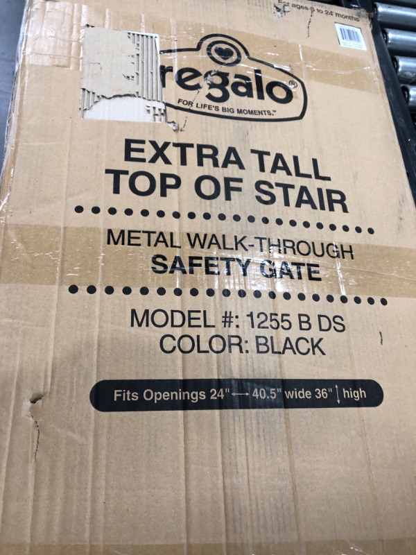 Photo 2 of Regalo Extra Tall Top of Stairs Metal Safety Gate, Black Black Extra Tall
