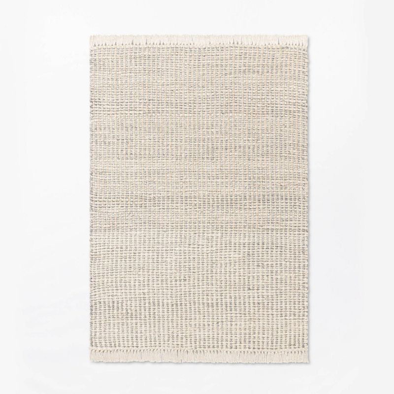 Photo 1 of 5'x7' Malibu Woven Jute Rug with Fringe Cream/Gray - Threshold™ Designed with Studio McGee

