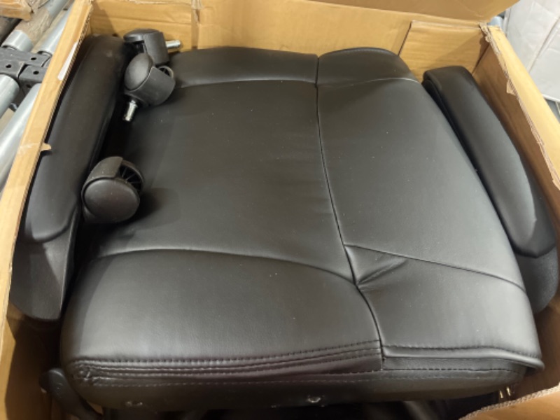 Photo 2 of Basics Leather-Padded, Adjustable, Swivel Office Desk Chair with Armrest, Black
