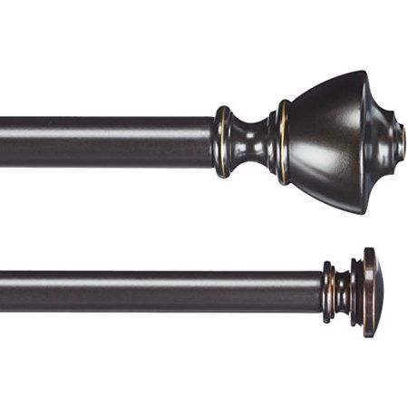 Photo 1 of Basics Double Curtain Rod with Urn Finials - 72 to 144 Bronze
