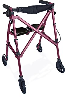 Photo 1 of Able Life Space Saver Rollator, Lightweight Folding Mobility Rolling Walker for Seniors and Adults, 6-inch Wheels, Locking Brakes, and Padded Seat with Backrest, Regal Rose
