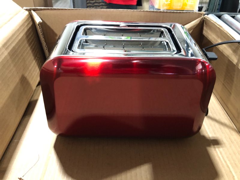 Photo 2 of 2 Slice Toasters, Bonsenkitchen Stainless Steel Wide Slot Bread Toaster with Defrost/Reheat/Cancel Function, 7 Brown Setting, Removable Crumb Tray, Auto Shut Off Kitchen Toaster -Red
