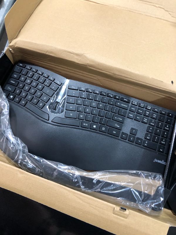 Photo 3 of Perixx Periduo-605, Wireless Ergonomic Split Keyboard and Vertical Mouse Combo, Adjustable Palm Rest and Membrane Low Profile Keys, Black, US English
