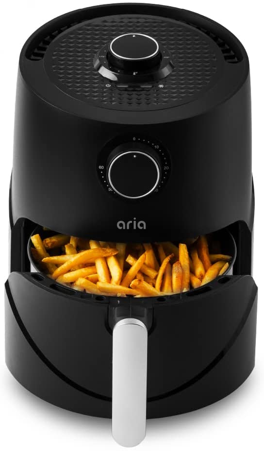 Photo 1 of Aria Teflon-Free 3 Qt. Premium Ceramic Air Fryer with Recipe Book, Lux Black
