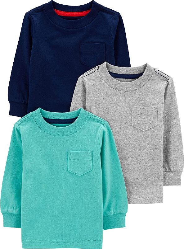 Photo 1 of Simple Joys by Carter's Boys' Toddler Solid Pocket Long-Sleeve Tee Shirts, Pack of 3 SIZE 3T