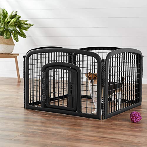 Photo 1 of Amazon Basics 4-Panel Plastic Pet Pen Fence Enclosure With Gate - 35 x 35 x 24 Inches, Black
