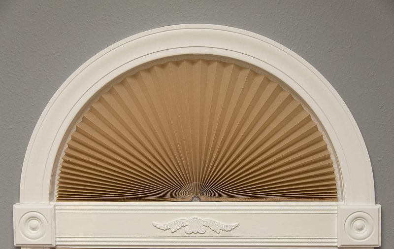 Photo 1 of  Shade No Tools Original Arch Light Filtering Pleated Fabric Shade Natural