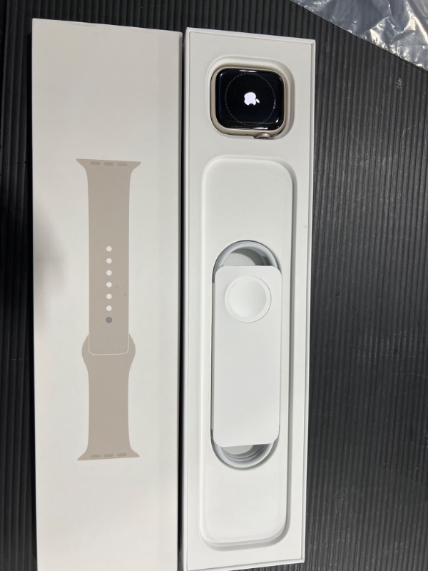 Photo 2 of Apple Watch Series 7 [GPS + Cellular 41mm] Smart Watch w/ Starlight Aluminum Case with Starlight Sport Band. Fitness Tracker, Blood Oxygen & ECG Apps, Always-On Retina Display, Water Resistant
