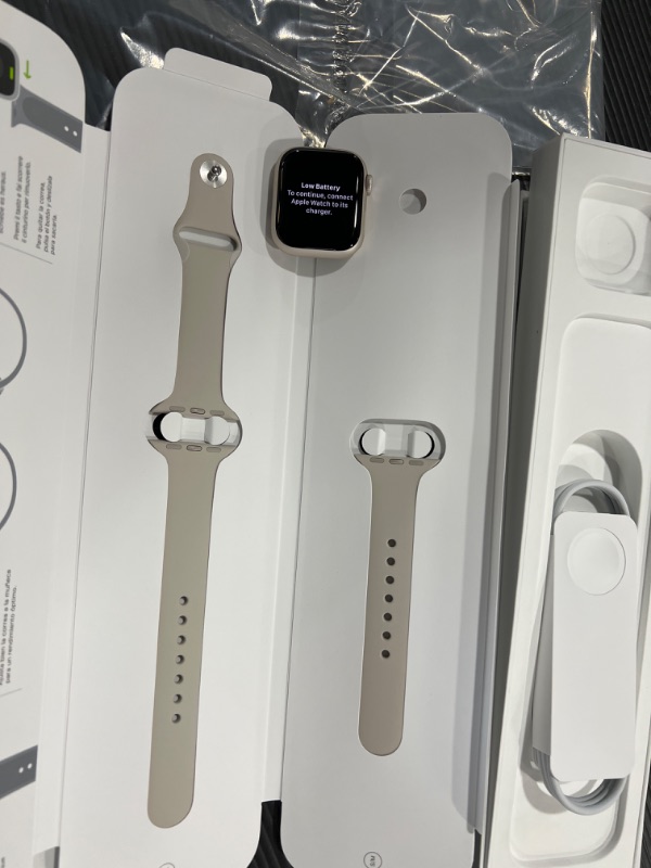 Photo 1 of Apple Watch Series 7 [GPS + Cellular 41mm] Smart Watch w/ Starlight Aluminum Case with Starlight Sport Band. Fitness Tracker, Blood Oxygen & ECG Apps, Always-On Retina Display, Water Resistant
