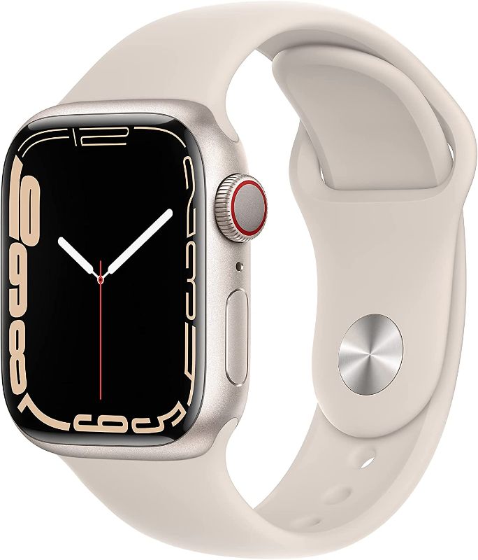 Photo 1 of Apple Watch Series 7 [GPS + Cellular 41mm] Smart Watch w/ Starlight Aluminum Case with Starlight Sport Band. Fitness Tracker, Blood Oxygen & ECG Apps, Always-On Retina Display, Water Resistant
