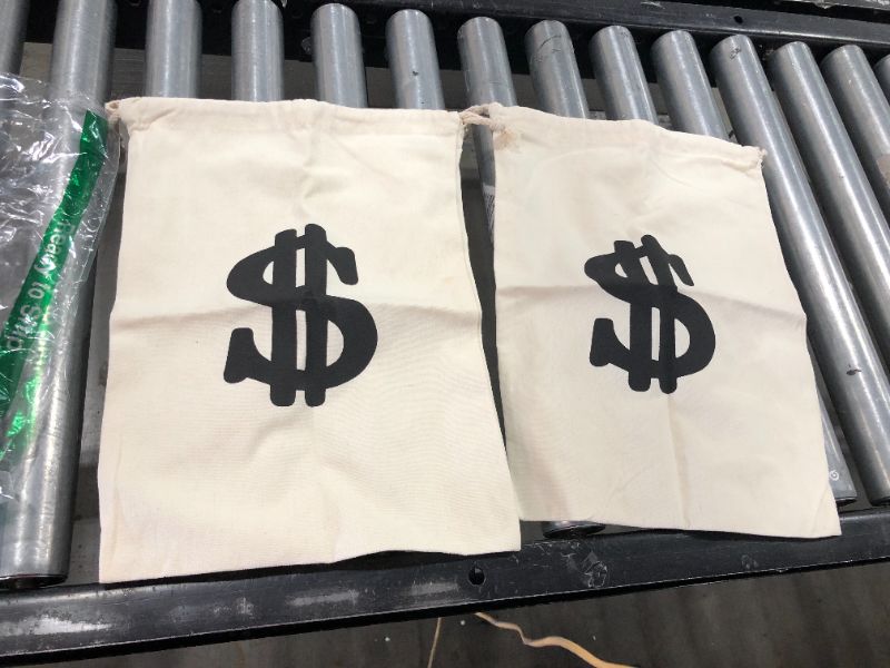 Photo 2 of 2pack Money Bags money bag costume money bag props money bags decor for party11.8 x 15.7 Inches Money Bag Dollar Sign Carrying Sack for Toy Party Favor, Bank Robber Pirate Cowboy Cosplay Theme Party
