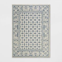 Photo 1 of 5'x7' Indoor Floral Woven Area Rug Ivory - Threshold™

