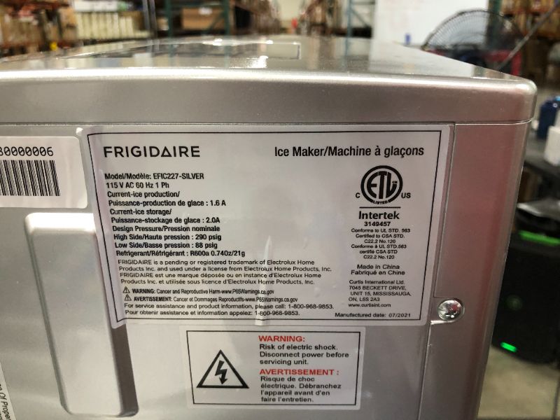 Photo 3 of Frigidaire EFIC227 - 26 Lb Countertop Ice Maker with Water Dispenser - Silver
