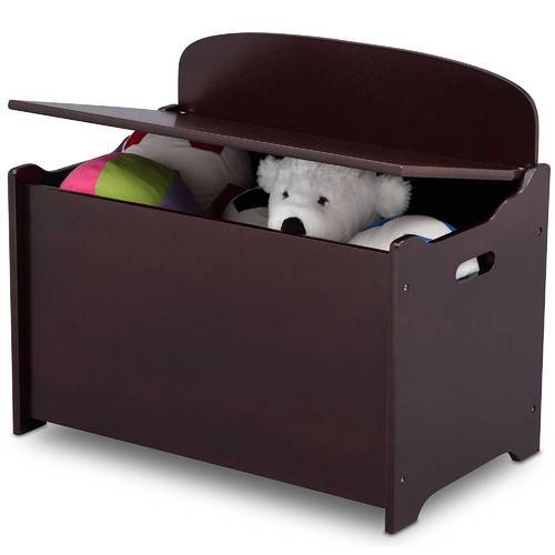 Photo 1 of Delta Children Wooden Toy Box Chest Kids Bedroom Nursery Storage Bench, Brown
