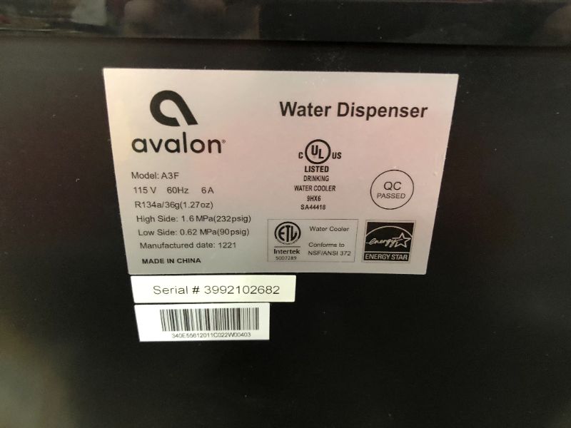 Photo 5 of Avalon Bottom Loading Water Cooler Dispenser with BioGuard- 3 Temperature Settings- UL/Energy Star Approved- Filtered
