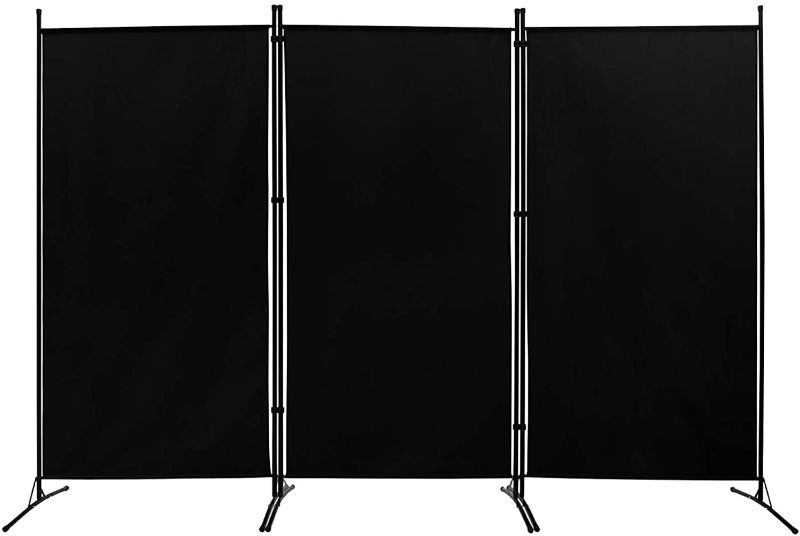 Photo 1 of ACTREY Outdoor/Indoor Room Divider (3-Panel), Folding Partition Privacy Screen for Office, School,Studio, Conference,Classroom, Dorm Room, Kids Room-102 W X 16" D x 72" H (Black)
