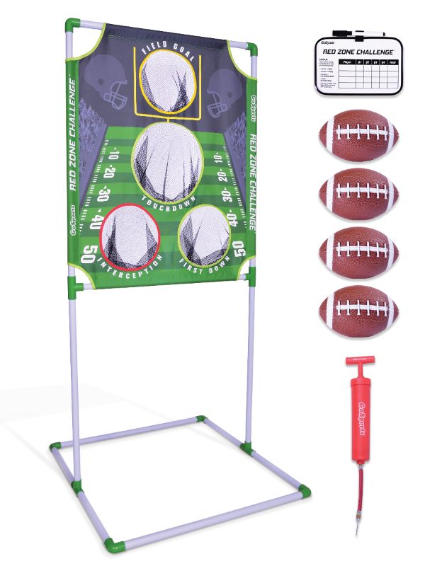 Photo 1 of GoSports Red Zone Challenge Football Toss Game | Includes Target, 4 Footballs, Scoreboard and Case - Green - 5' 7" X 2' 7"
