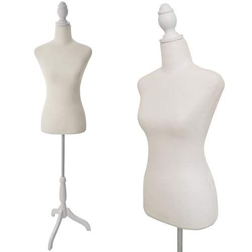 Photo 1 of Female Mannequin Torso Dress Form W/Adjustable Tripod Stand Base Style (Beige)
