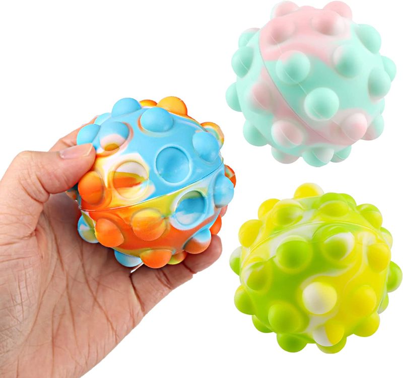 Photo 1 of 3PCS Pop Stress Balls Fidget Toy, 3D Ball Popping It Relieve Restless Toy, Anxiety Relief Fingertip Toy Stretchy Balls, Early Education Brain Development Toy, Hand Finger Exerciser
