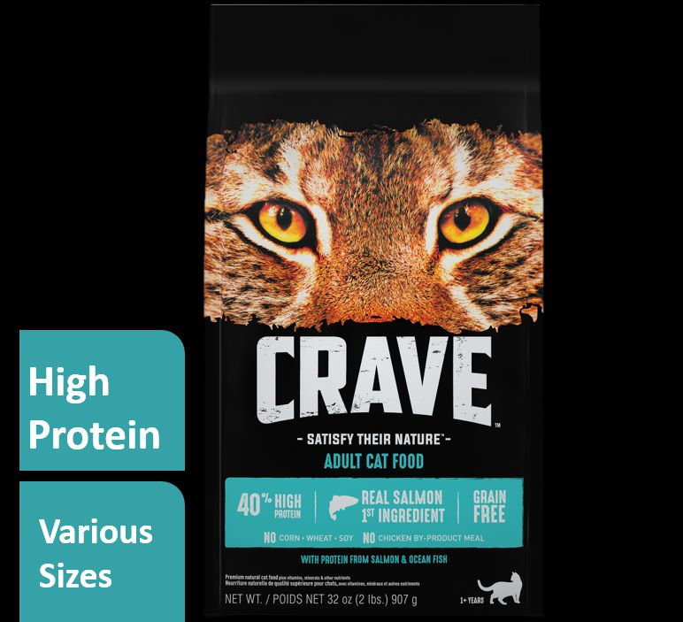 Photo 1 of CRAVE Grain Free with Protein from Salmon & Ocean Fish Dry Adult Cat Food 10 Pound Bag
