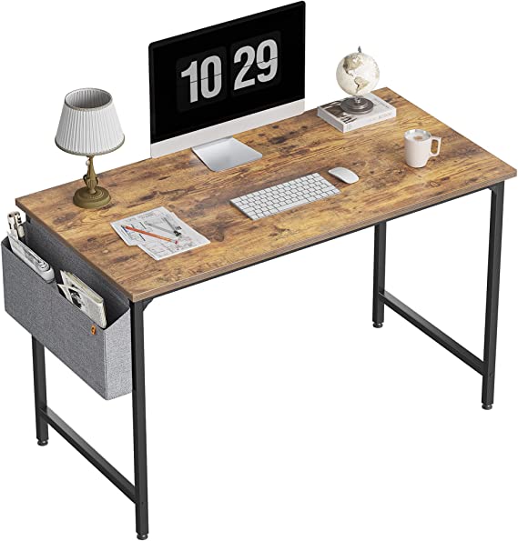 Photo 1 of CubiCubi Study Computer Desk 40" Home Office Writing Small Desk, Modern Simple Style PC Table, Black Metal Frame, Rustic Brown
