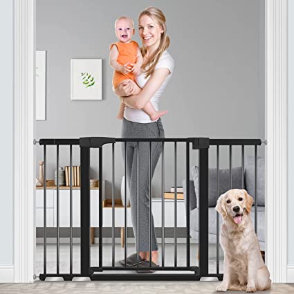 Photo 1 of Baby Gate for Doorways and Stairs, RONBEI 51.5" Auto Close Safety Baby Gate for Kids and Pets, Extra Wide Child Gate Dog Gates for The House, Heavy Duty Metal Walk Through Door (Black)
