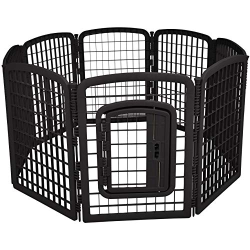 Photo 1 of Amazon Basics 8-Panel Plastic Pet Pen Fence Enclosure with Gate - 64 X 64 X 34 Inches, Black
