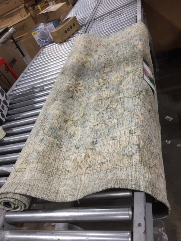 Photo 2 of 5'x7' Ledges Digital Floral Print Distressed Persian Rug Green - Threshold™ Designed by Studio McGee
