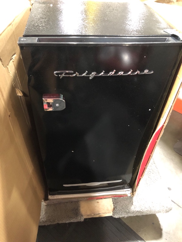 Photo 2 of FRIGIDAIRE EFR376-BLACK 3.1 Cu Ft Black Retro Bar Fridge with Side Bottle Opener
