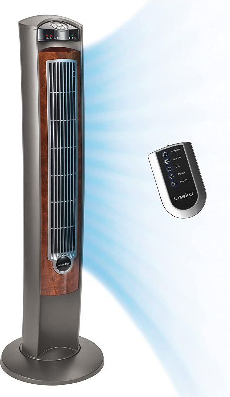 Photo 1 of Lasko Wind Curve 42.5 in. 3 Speed Brown Oscillating Tower Fan with Programmable
