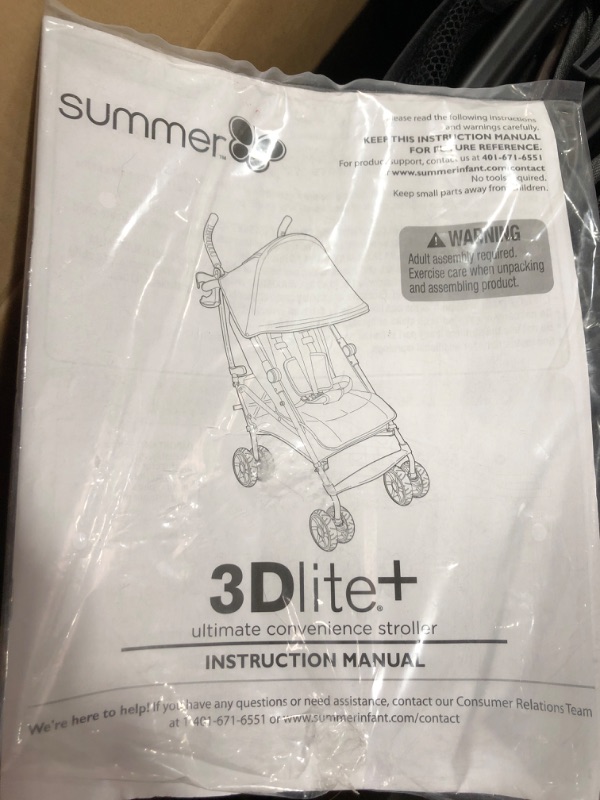 Photo 1 of Summer 3Dlite+ Convenience Stroller, Charcoal Herringbone – Lightweight Umbrella Stroller with Oversized Canopy, Extra-Large Storage and Compact Fold
