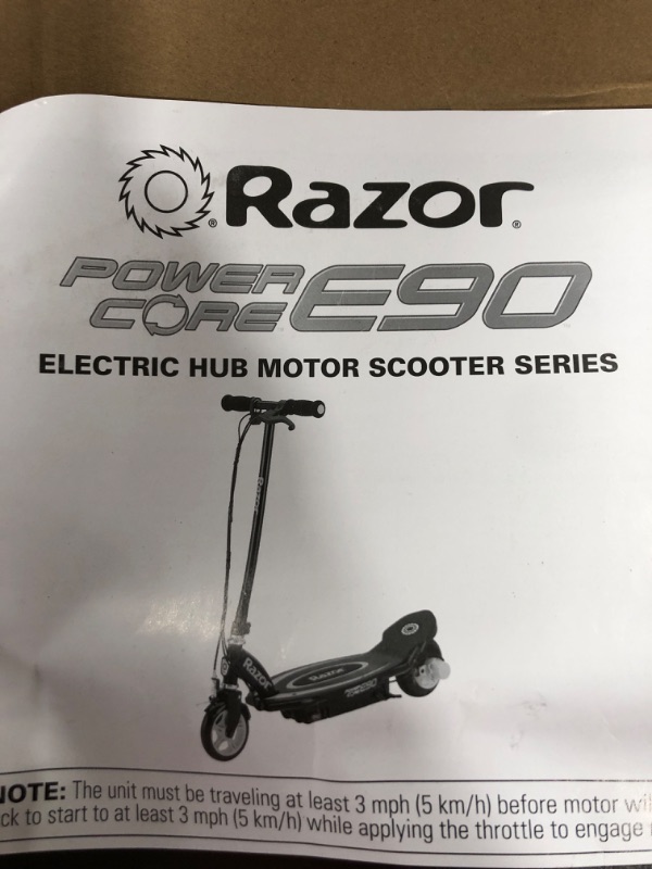 Photo 3 of Razor Power Core E90 Glow Electric Scooter - Hub Motor, LED Light-Up Deck, Up to 10 mph and 60 min Ride Time, for Kids 8+ , Black/Red (Glow)
