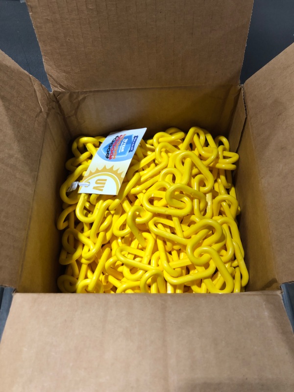 Photo 3 of US Weight (Made in USA) 2" x 100' Yellow Plastic Safety Chain ft. SunShield UV Resistant Technology
