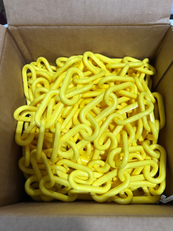 Photo 3 of US Weight (Made in USA) 2" x 100' Yellow Plastic Safety Chain ft. SunShield UV Resistant Technology
