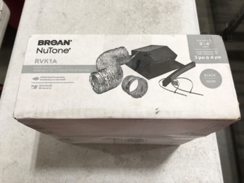 Photo 5 of BROAN NUTONE 3 in. to 4 in. Roof Vent Kit for Round Duct Steel in Black. OPEN BOX.
