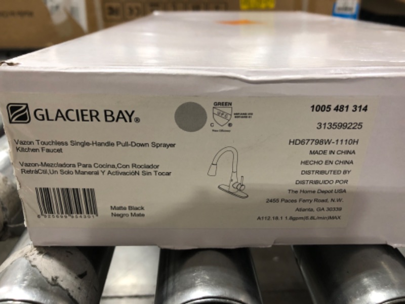 Photo 1 of GLACIER BAY Vazon Touchless Single-Handle Pull-Down Sprayer Kitchen Faucet with TurboSpray in Matte Black 
