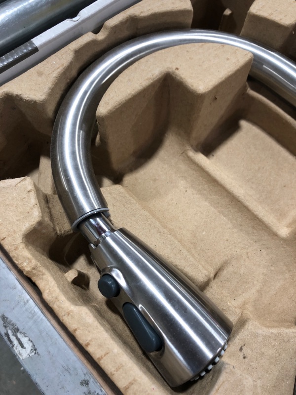 Photo 1 of AMERICAN STANDARD Fairbury 2S Single-Handle Pull-Down Sprayer Kitchen Faucet in Stainless Steel. OPEN BOX. PRIOR USE.
