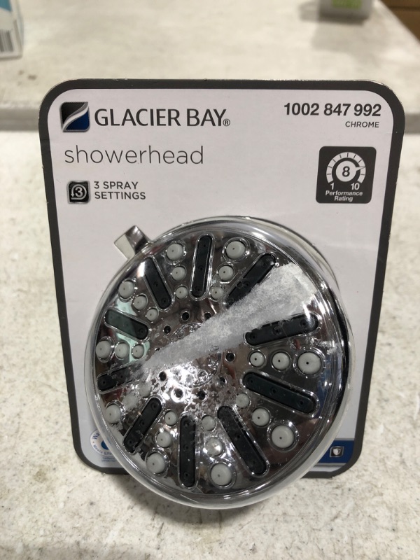 Photo 1 of 3-Spray 3.5 in. Single Wall Mount Fixed Adjustable Shower Head in Chrome
