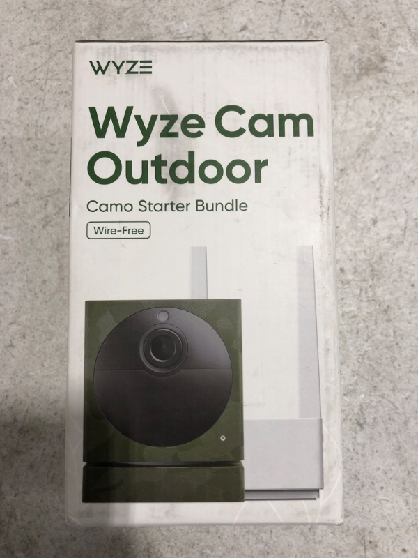 Photo 3 of WYZE Wireless Outdoor Surveillance Security Camera with Green Camo Dbrand Skin, Includes Base Station. SEALED NEW IN BOX.
