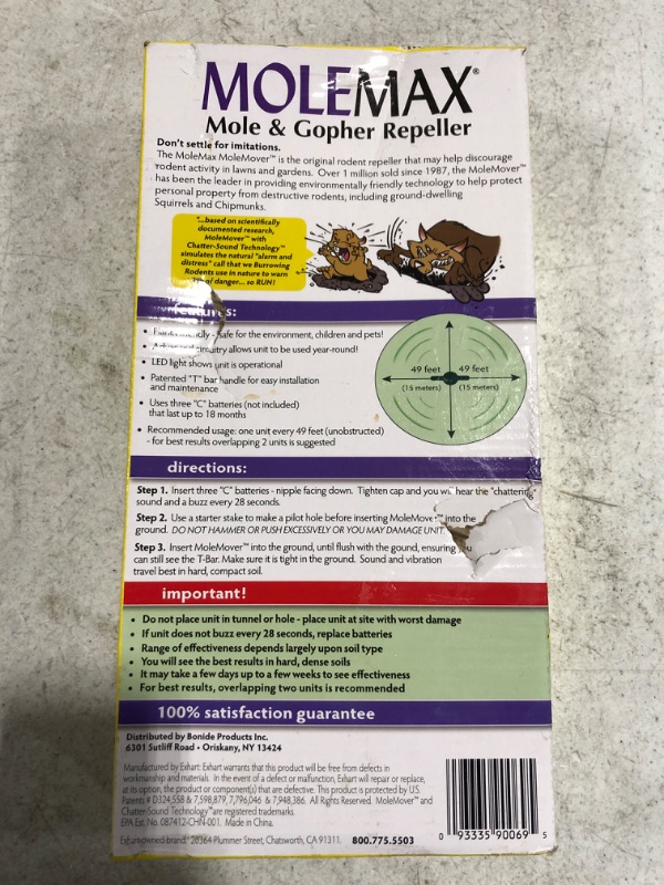 Photo 1 of BONIDE MOLEMAX MOLE & GOPHER REPELLER SPIKE