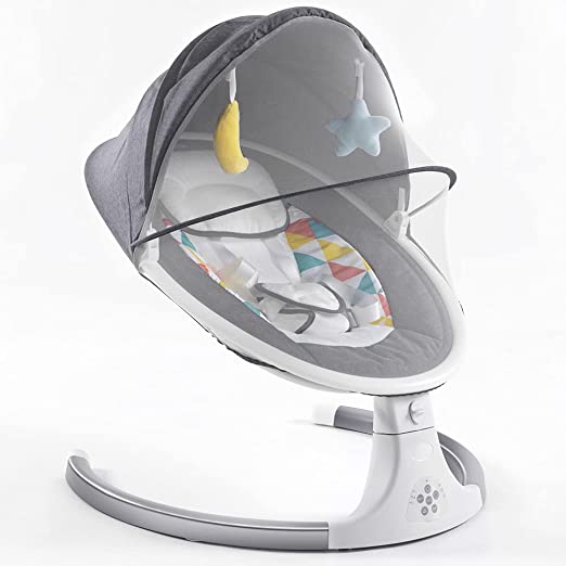 Photo 1 of Baby Swing for Infants,Comfort Cradling Baby Rocker Portable Newborn Swing with Music/Remote Control/Timing Function,Grey
