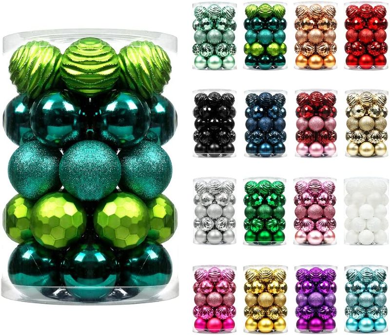 Photo 1 of XmasExp 34ct Christmas Ball Ornaments Shatterproof Xmas Tree Hanging Balls Decorations Perfect for Holiday Wedding Christmas Decor (Malachite Green, 2.36")
