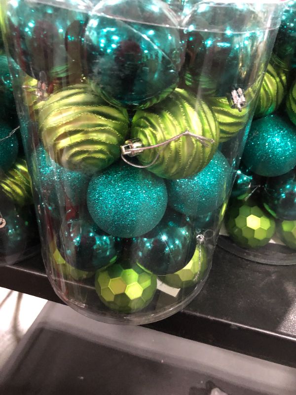 Photo 3 of XmasExp 34ct Christmas Ball Ornaments Shatterproof Xmas Tree Hanging Balls Decorations Perfect for Holiday Wedding Christmas Decor (Malachite Green, 2.36")
