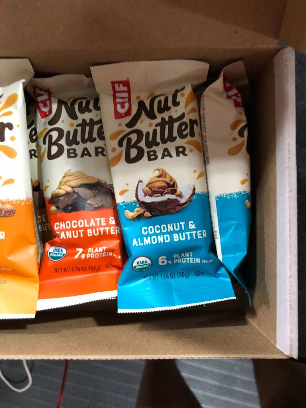 Photo 3 of Clif Bar Nut Butter Bar - Organic Snack Bars - Variety Pack (1.76 Ounce Protein Snack Bars
best by june 28 2022