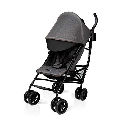 Photo 1 of Blue lite Convenience Stroller, Charcoal Herringbone – Lightweight Umbrella Stroller with Oversized Canopy, Extra-Large Storage and Compact Fold
