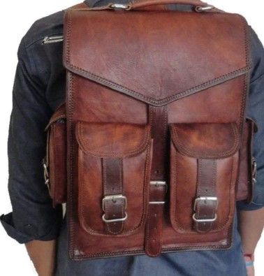 Photo 1 of Handmade World Brown Vintage Leather Backpack Laptop Messenger Bag Rucksack Sling for Men Women
