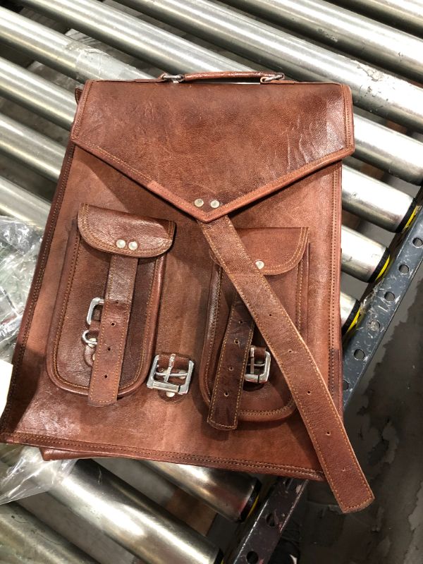 Photo 2 of Handmade World Brown Vintage Leather Backpack Laptop Messenger Bag Rucksack Sling for Men Women
