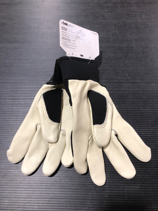 Photo 4 of HUSKY BRAND Medium Grain Cowhide Water Resistant Leather Performance Work Glove with Spandex Back. SIZE MEDIUM. 
